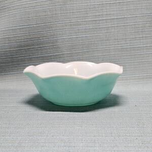 Vintage 1950's Hazel Atlas Crinoline Turquoise Blue Ripple 5 1/2" Cereal Bowl